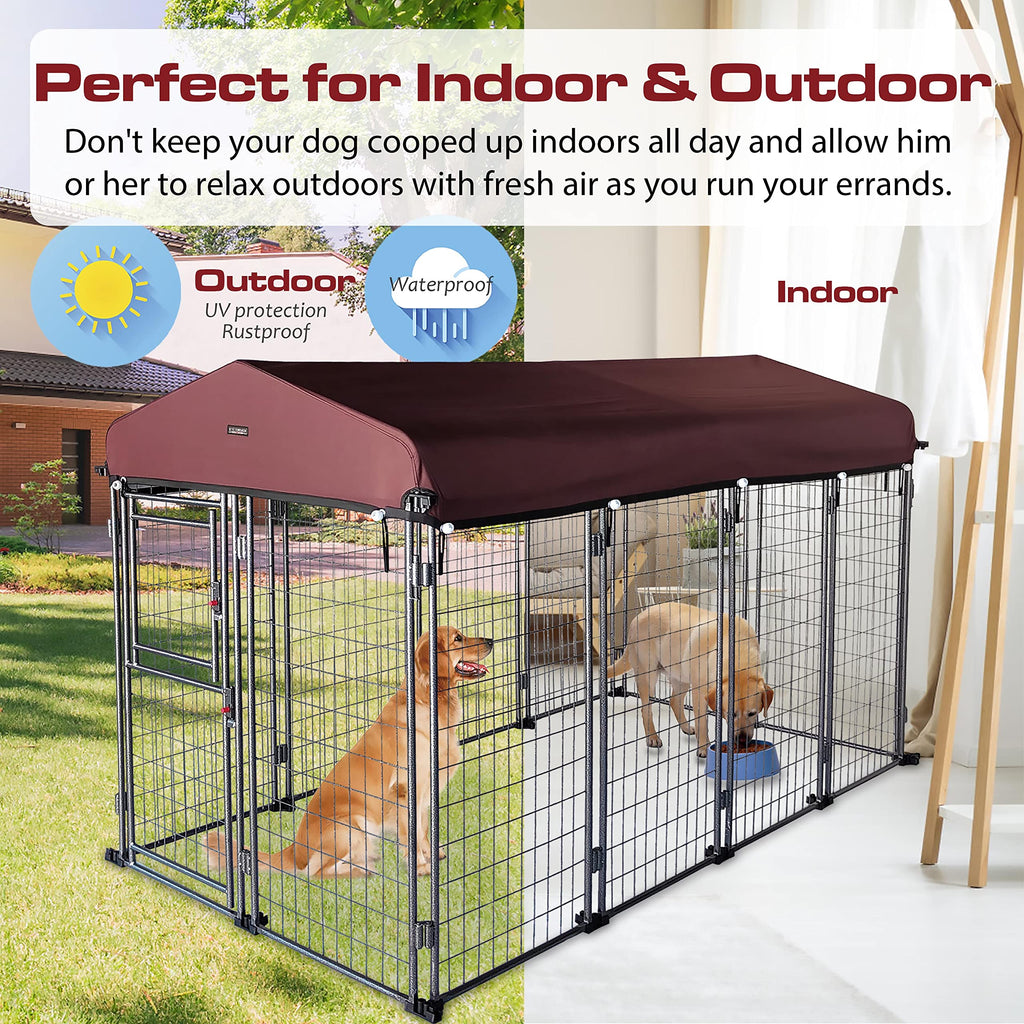 8' x 4' x 5' Outdoor Dog Kennel with Roof Cover H438