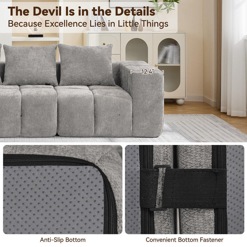 Light Grey Oversized Tufted Memory Foam Loveseat T211