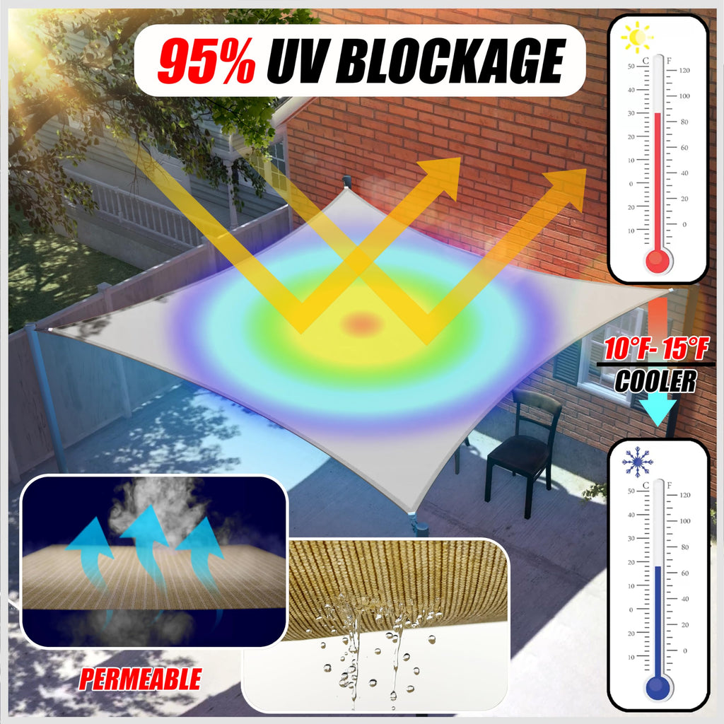 16' x 16' Blue Rectangle Sun Shade Sail S894