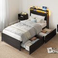 Twin Bed Frame with Storage Drawers and LED Light H3467