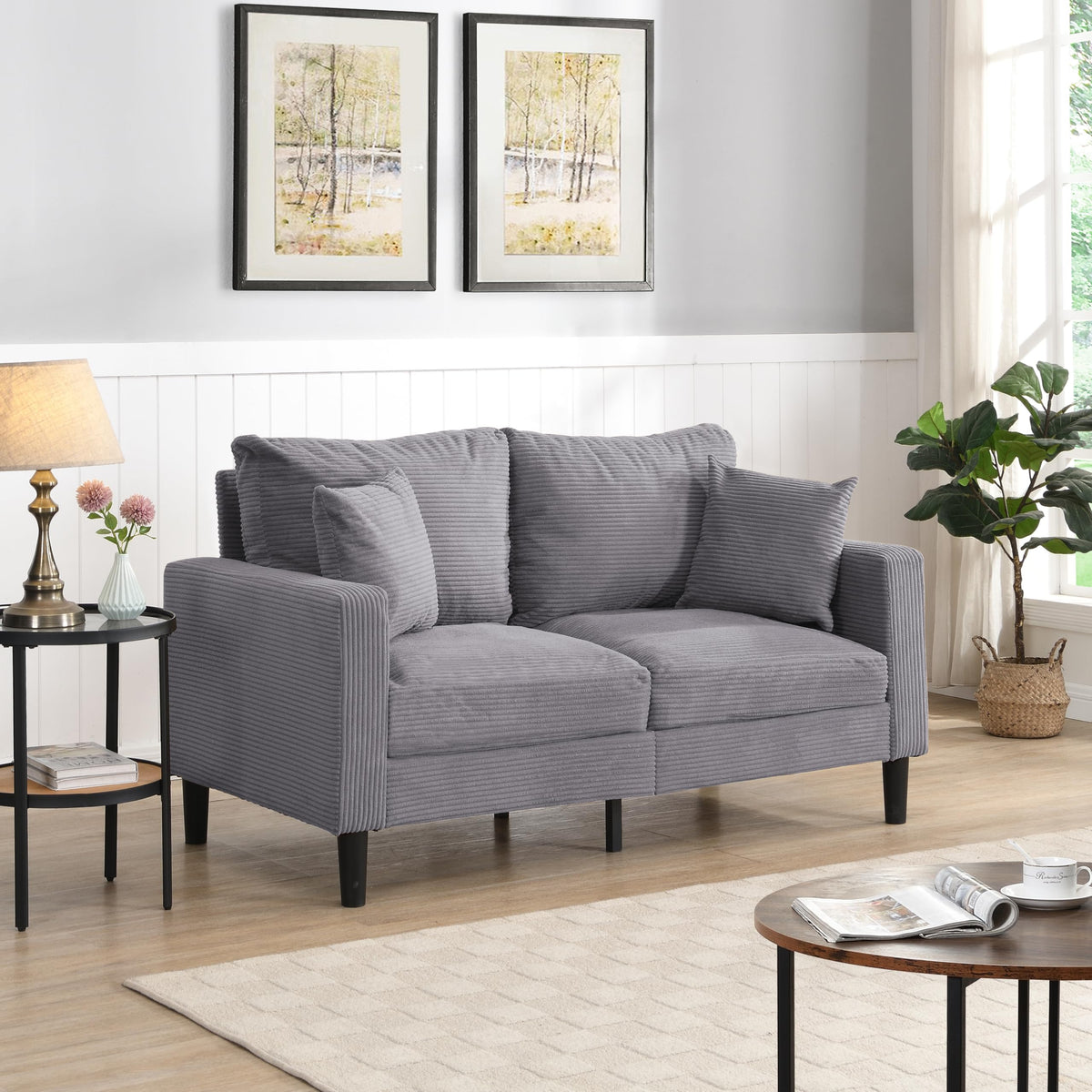 Light Gray Upholstered 2 Seat Loveseat Sofa M64267