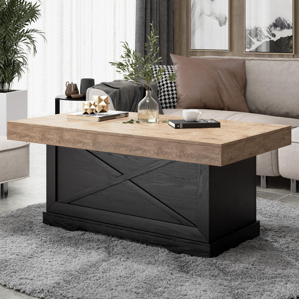 39 in Rustic Coffee Table with X-Design Y5543