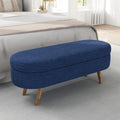Oval Storage Bench with Rubber Wood Legs, Blue J781