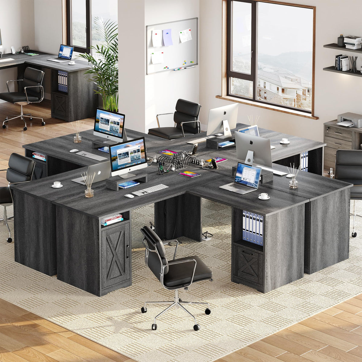 L Shaped Desk with Power Outlets W26916