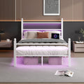 White Full Size Bed Frame with Headboard and Footboard Y4564