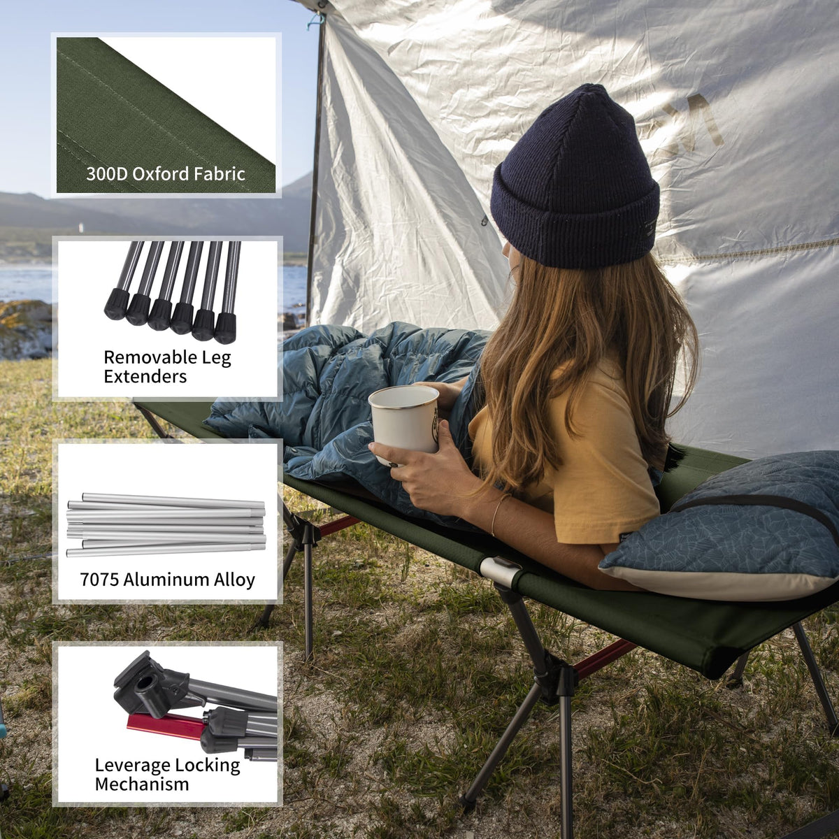 Height Adjustable Ultralight Folding Camping Cot N67059
