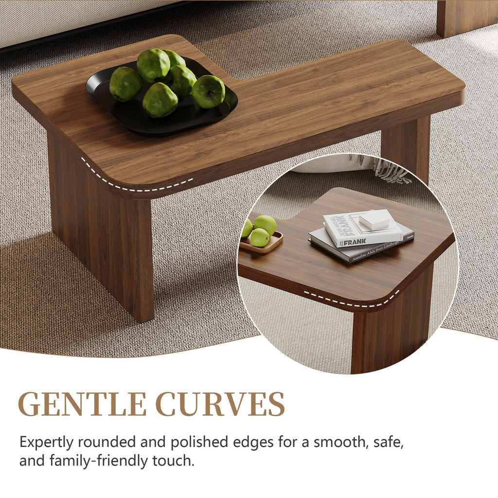 Brown Wooden L-Shape Coffee Table Set of 2 K784676