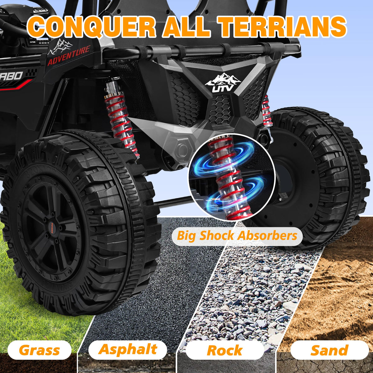 24V Ride on Toy with 4 x 200W Motors, Black G732099